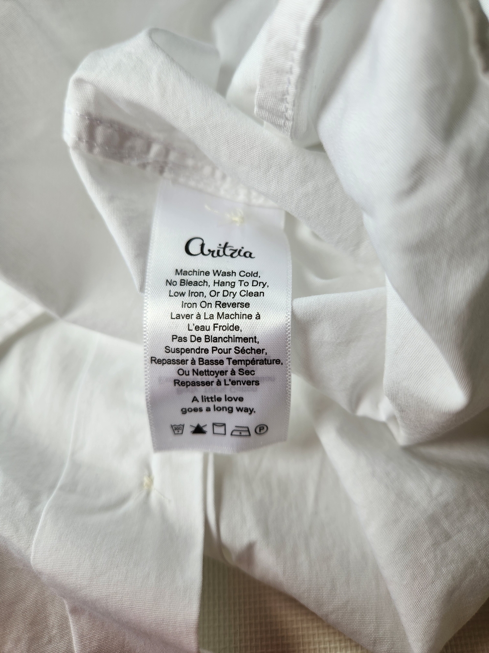 Aritzia NWOT Womens Size 2 White Blue Graphic Button Down Oversized Shirt - Picture 9 of 9